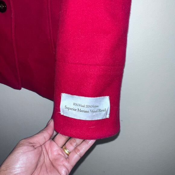 Preston & York Women's Wool Blend Pea Coat Size M Button Closure Red Lined - Picture 3 of 9